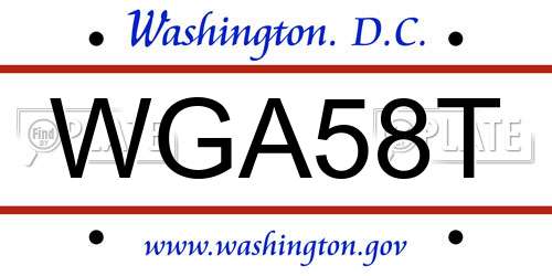 WGA58T District Of Columbia License Plate