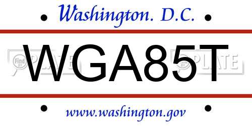WGA85T District Of Columbia License Plate