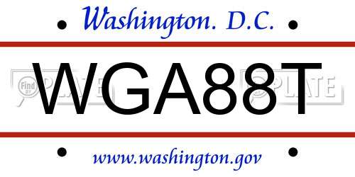 WGA88T District Of Columbia License Plate