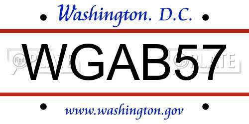 WGAB57 District Of Columbia License Plate