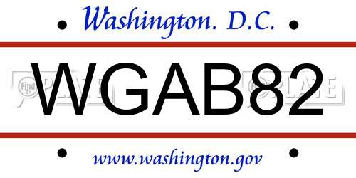 WGAB82 District Of Columbia License Plate