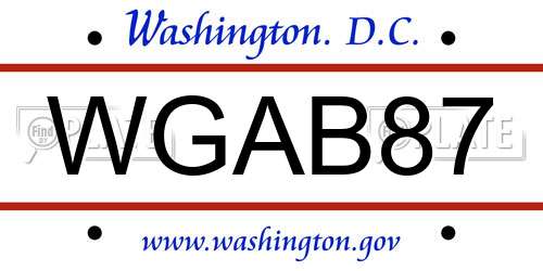 WGAB87 District Of Columbia License Plate