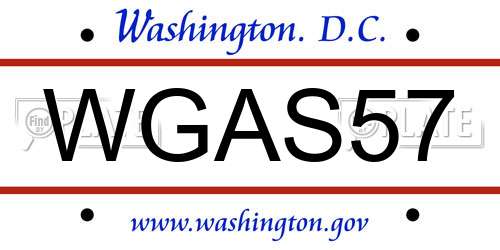 WGAS57 District Of Columbia License Plate
