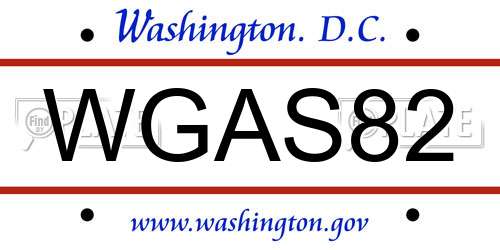 WGAS82 District Of Columbia License Plate