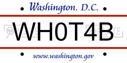 WH0T4B District Of Columbia License Plate