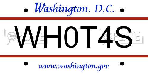 WH0T4S District Of Columbia License Plate