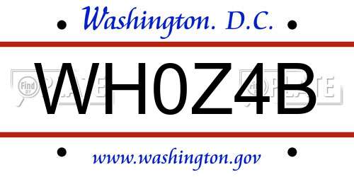 WH0Z4B District Of Columbia License Plate
