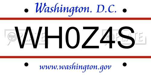 WH0Z4S District Of Columbia License Plate