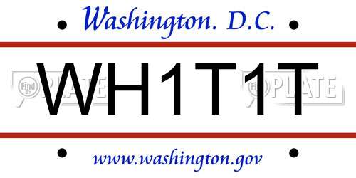 WH1T1T District Of Columbia License Plate