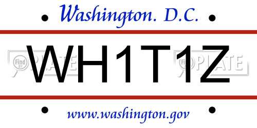 WH1T1Z District Of Columbia License Plate