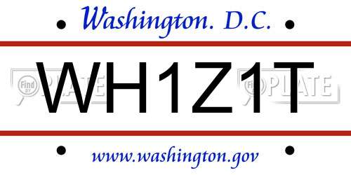 WH1Z1T District Of Columbia License Plate