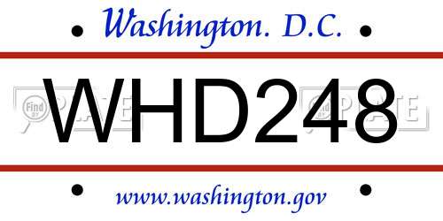 WHD248 District Of Columbia License Plate