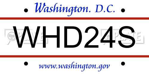 WHD24S District Of Columbia License Plate