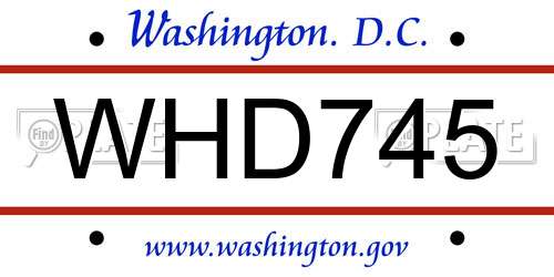 WHD745 District Of Columbia License Plate