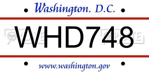 WHD748 District Of Columbia License Plate