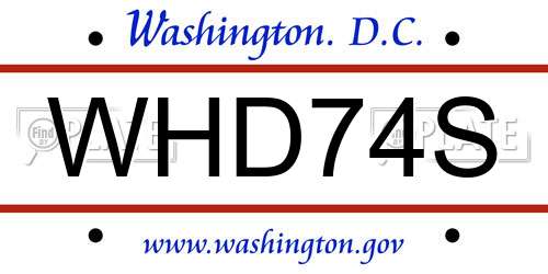 WHD74S District Of Columbia License Plate