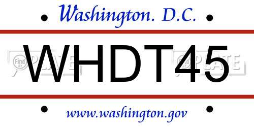 WHDT45 District Of Columbia License Plate