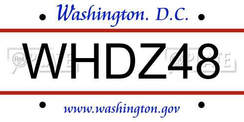 WHDZ48 District Of Columbia License Plate