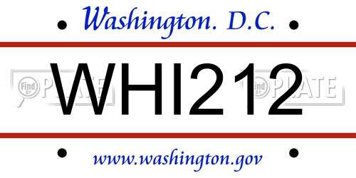 WHI212 District Of Columbia License Plate