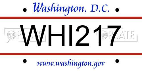 WHI217 District Of Columbia License Plate