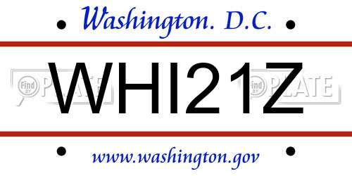 WHI21Z District Of Columbia License Plate