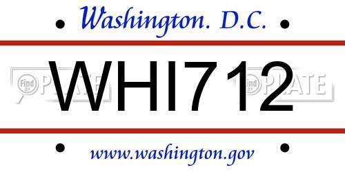 WHI712 District Of Columbia License Plate