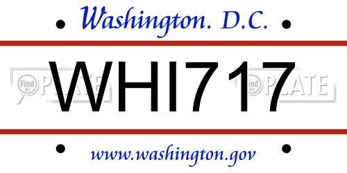 WHI717 District Of Columbia License Plate