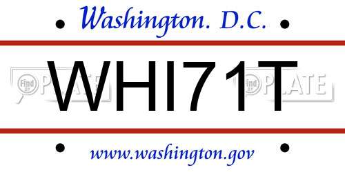 WHI71T District Of Columbia License Plate