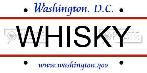 WHISKY District Of Columbia License Plate