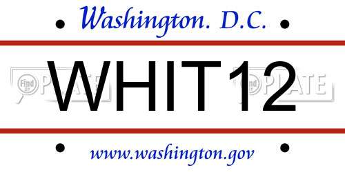 WHIT12 District Of Columbia License Plate