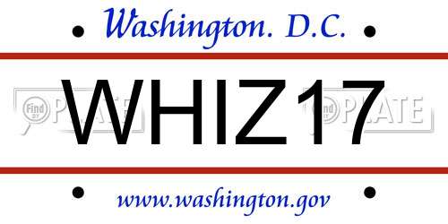 WHIZ17 District Of Columbia License Plate