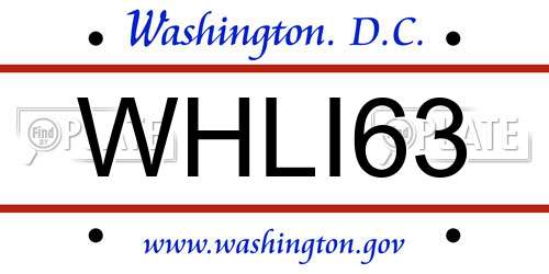 WHLI63 District Of Columbia License Plate