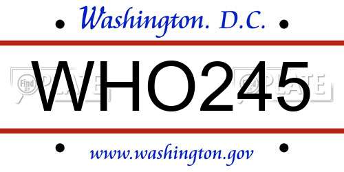 WHO245 District Of Columbia License Plate