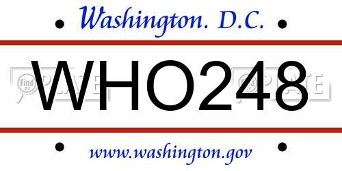 WHO248 District Of Columbia License Plate