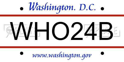 WHO24B District Of Columbia License Plate
