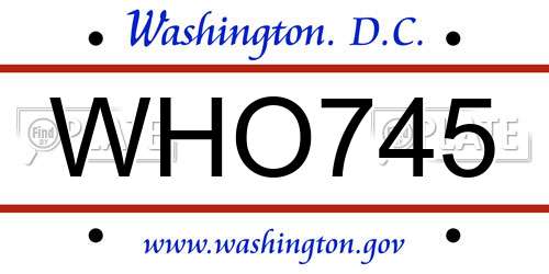 WHO745 District Of Columbia License Plate