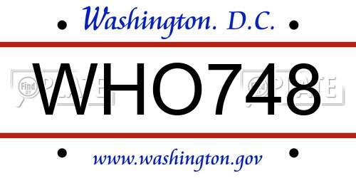 WHO748 District Of Columbia License Plate