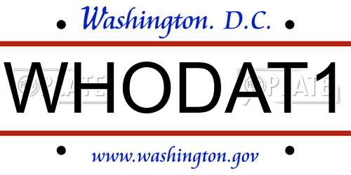 WHODAT1 District Of Columbia License Plate