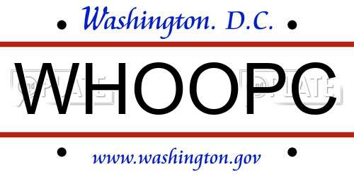WHOOPC District Of Columbia License Plate