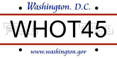 WHOT45 District Of Columbia License Plate