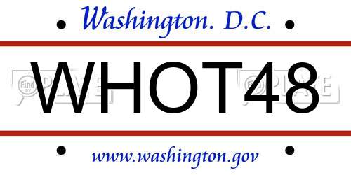 WHOT48 District Of Columbia License Plate