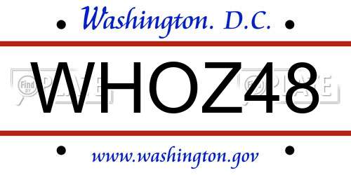 WHOZ48 District Of Columbia License Plate