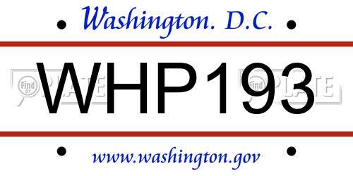 WHP193 District Of Columbia License Plate