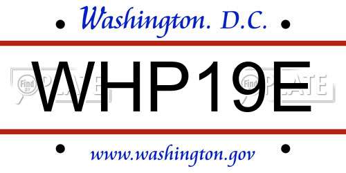 WHP19E District Of Columbia License Plate