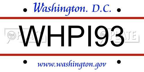 WHPI93 District Of Columbia License Plate