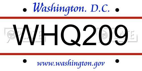 WHQ209 District Of Columbia License Plate