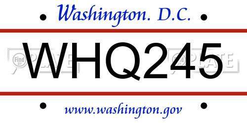 WHQ245 District Of Columbia License Plate