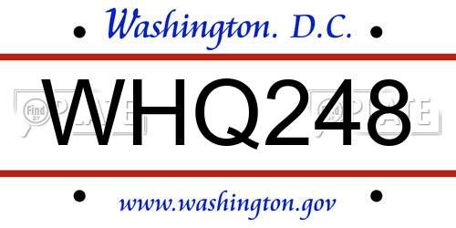 WHQ248 District Of Columbia License Plate