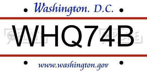WHQ74B District Of Columbia License Plate