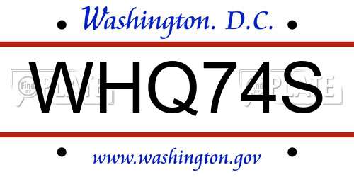 WHQ74S District Of Columbia License Plate